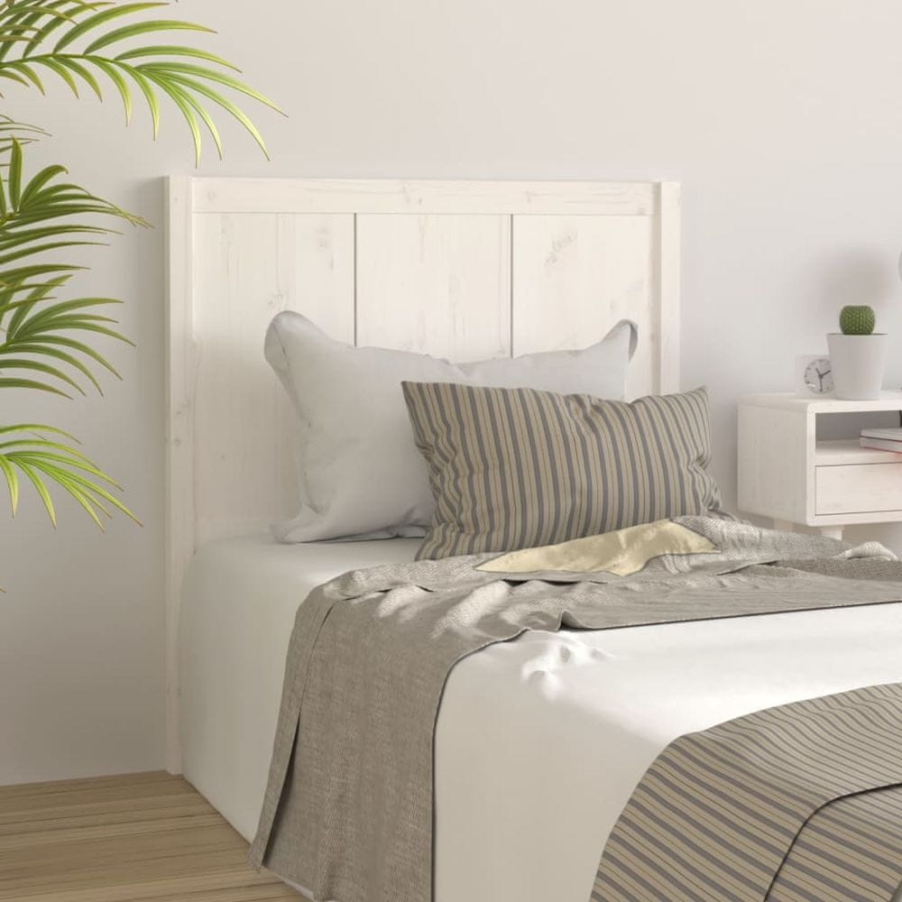 Vidaxl Čelo postele, biele, 105,5x4x100 cm, masívne borovicové drevo
