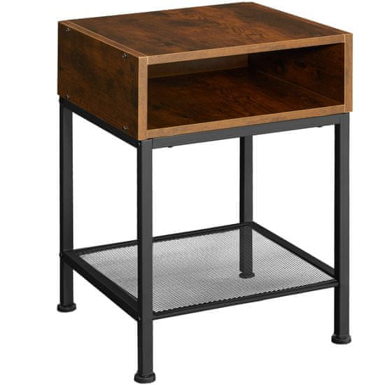 tectake Nočný stolík Harlow 40,5x40,5x52,5cm - Industrial tmavé drevo
