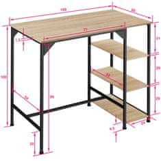 tectake Barový stôl Cannock 109x60x100cm - Industrial svetlé drevo, dub Sonoma