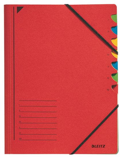LEITZ Triediace dosky s elastikou A4, 7 listov, červené.