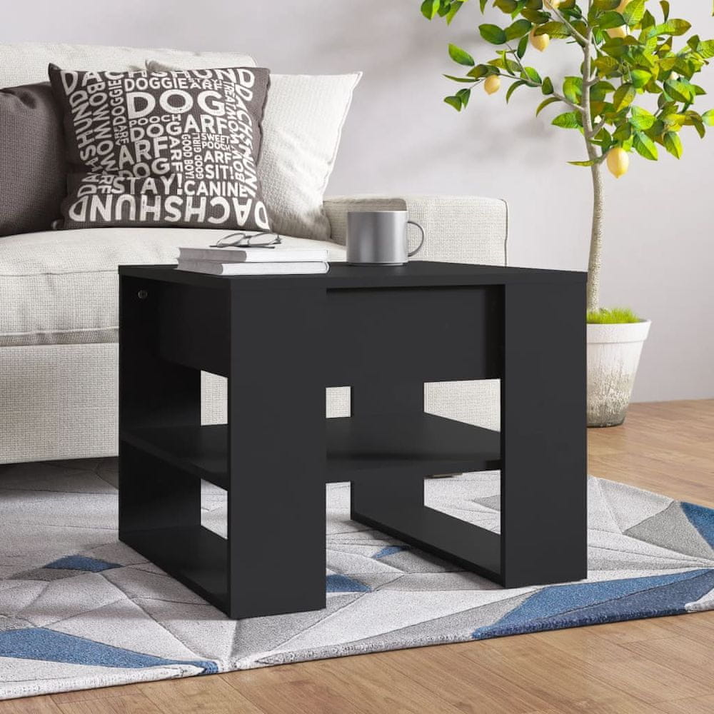 Vidaxl Konferenčný stolík, čierny, 55,5x55x45 cm, materiál na báze dreva