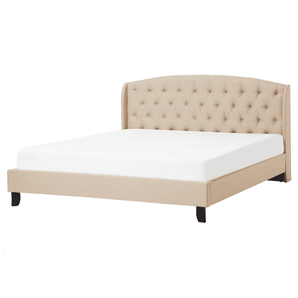 Beliani Čalúnená béžová posteľ 160x200 cm BORDEAUX