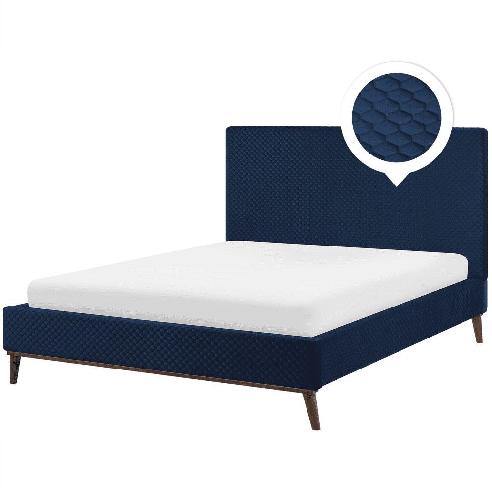 Beliani Čalúnená posteľ modrá 160x200 cm BAYONNE