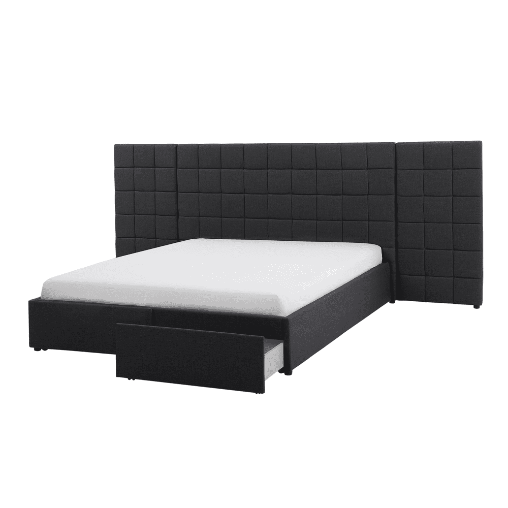 Beliani Čalúnená posteľ s úložným priestorom 160 x 200 cm sivá MILLAU