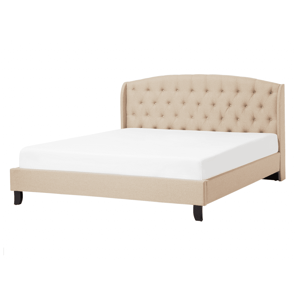 Beliani Čalúnená posteľ 140 x 200 cm béžová BORDEAUX