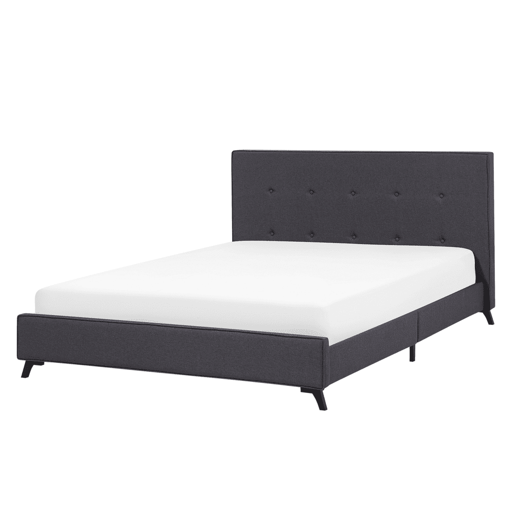 Beliani Sivá čalúnená posteľ 160 x 200 cm AMBASSADOR