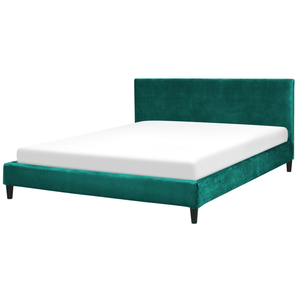 Beliani Zamatová posteľ 160 x 200 cm smaragdovozelená FITOU