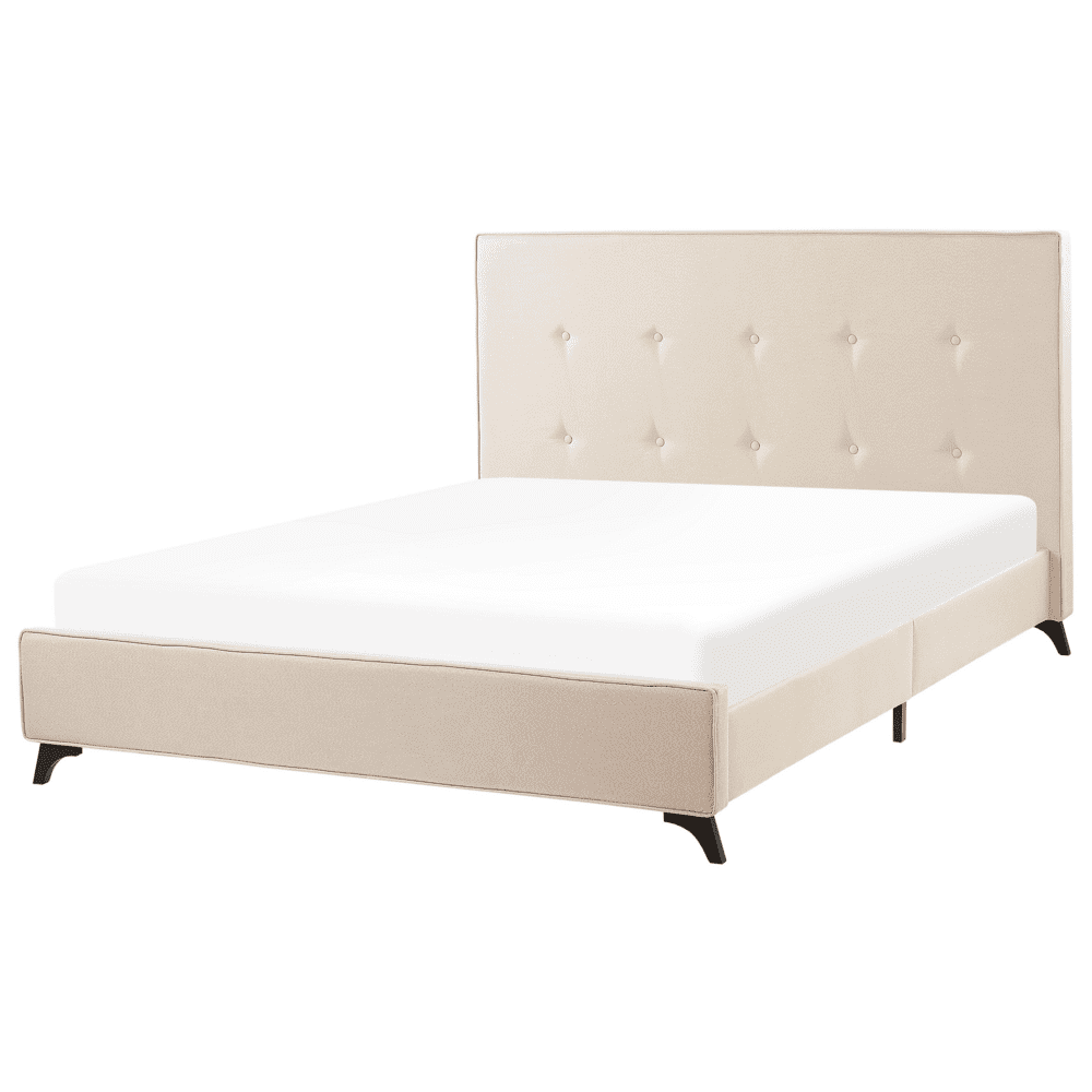 Beliani Béžová čalúnená posteľ 140 x 200 cm AMBASSADOR
