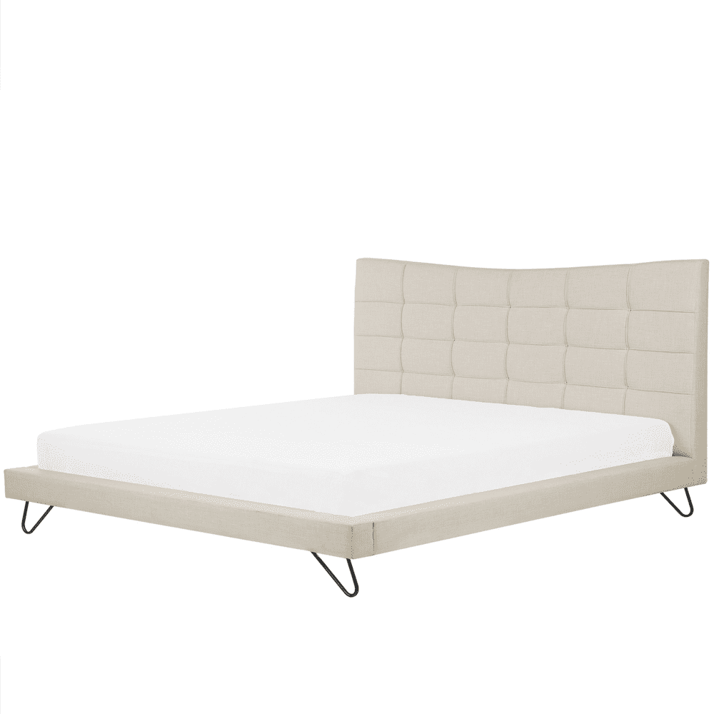 Beliani Zamatová posteľ 180 x 200 cm béžová LANNION