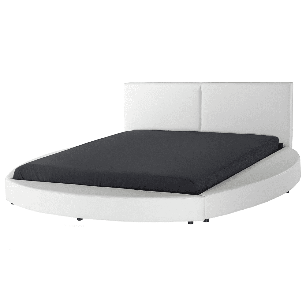 Beliani Okrúhla kožená posteľ 180 x 200 cm biela LAVAL