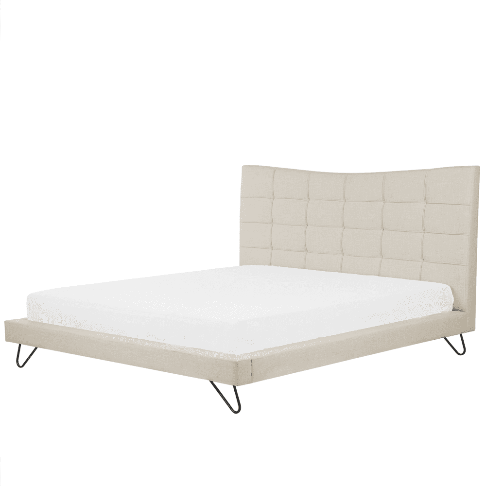 Beliani Zamatová posteľ 160 x 200 cm béžová LANNION