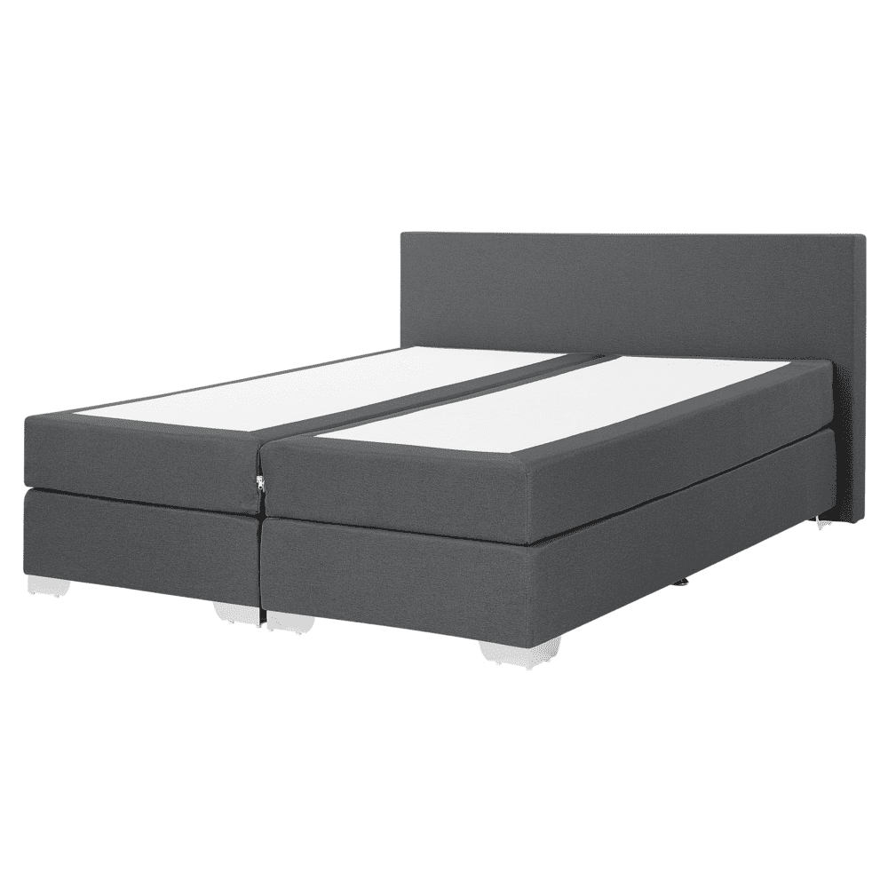 Beliani Čalúnená kontinentálna posteľ sivá 160x200 cm PRESIDENT
