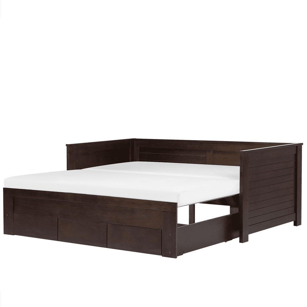 Beliani Drevená rozkladacia posteľ s úložným priestorom 90/180x200 cm hnedá CAHORS