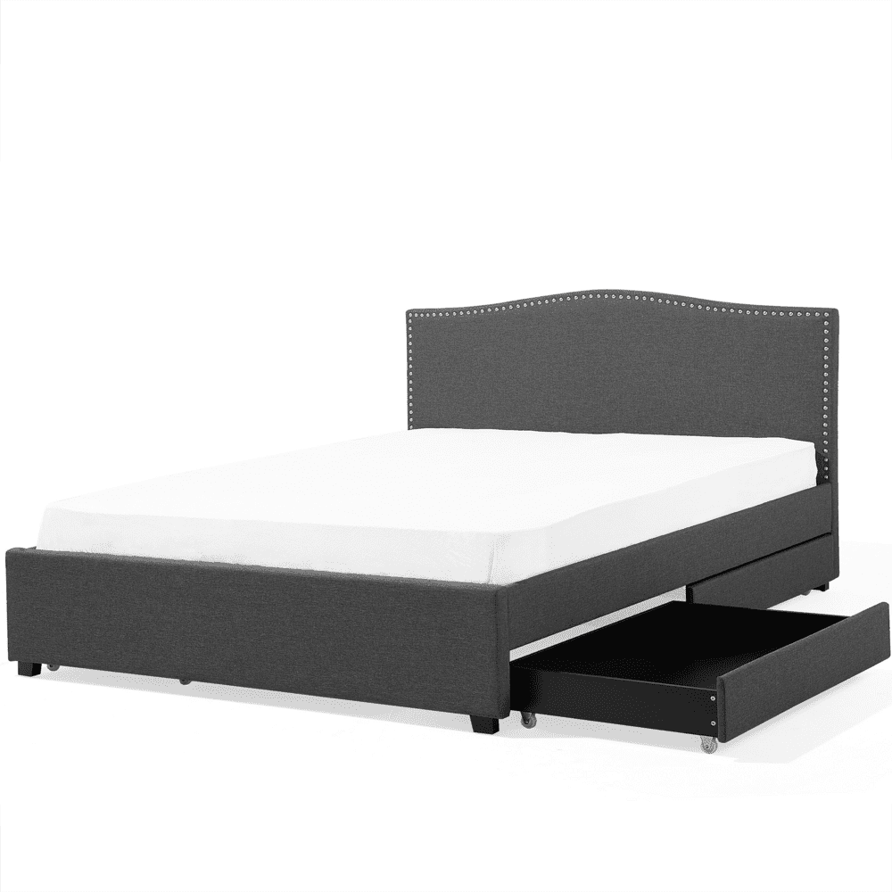 Beliani Čalúnená posteľ s úložným priestorom 160 x 200 cm sivá MONTPELLIER