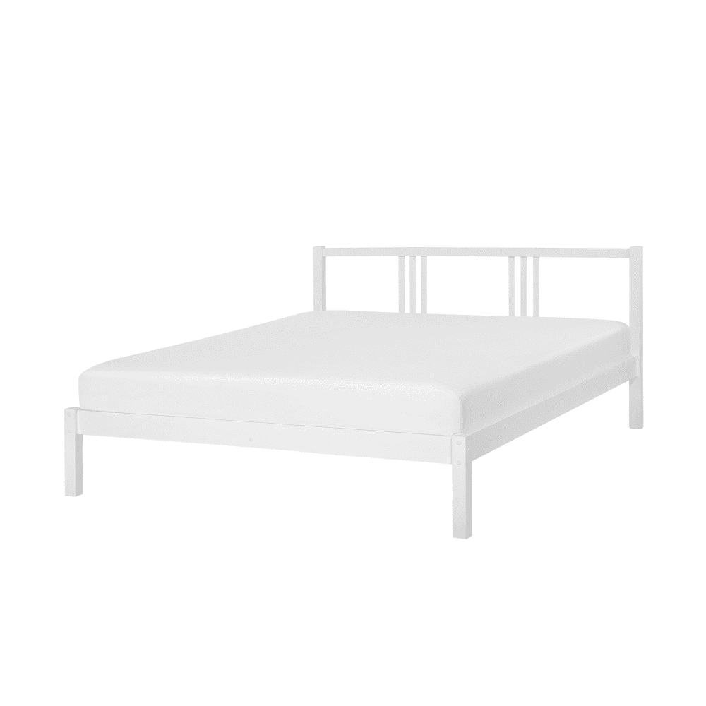 Beliani Drevená posteľ 160 x 200 cm biela VANNES