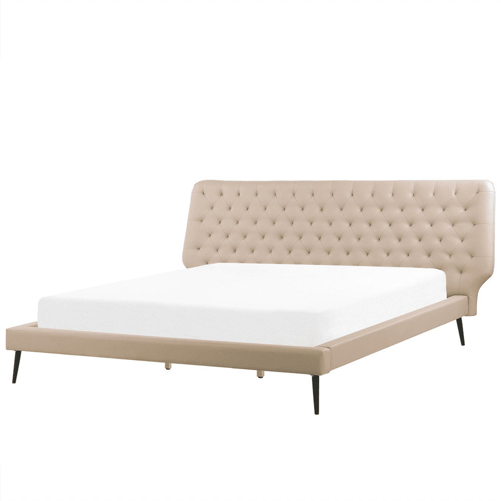 Beliani Eko-kožená posteľ 180 x 200 cm béžová ESSONNE