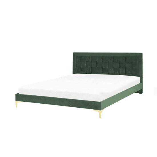Beliani Zamatová posteľ 160 x 200 cm zelená LIMOUX