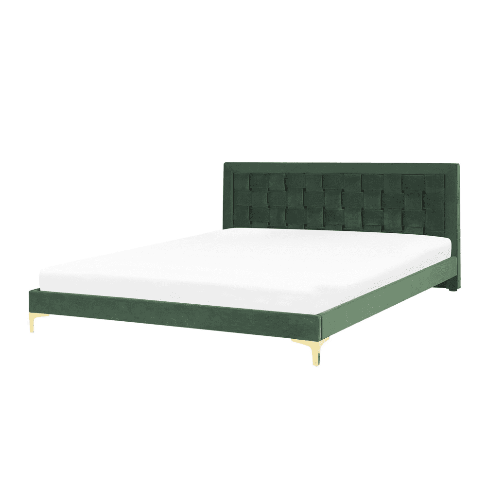 Beliani Zamatová posteľ 180 x 200 cm zelená LIMOUX