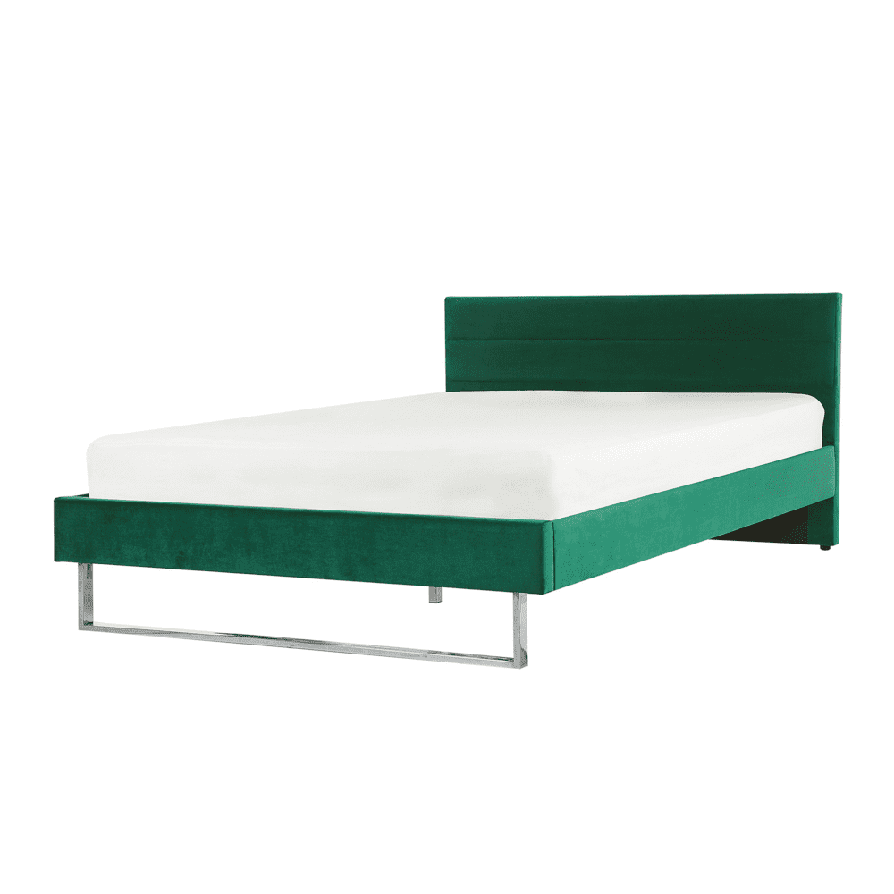 Beliani Zamatová posteľ 160 x 200 cm zelená BELLOU