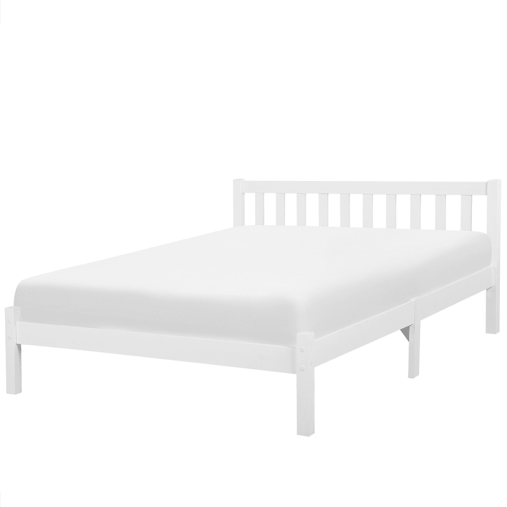 Beliani Drevená posteľ 160 x 200 cm biela FLORAC
