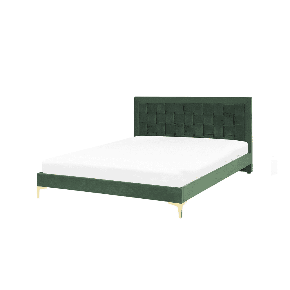 Beliani Zamatová posteľ 140 x 200 cm zelená LIMOUX