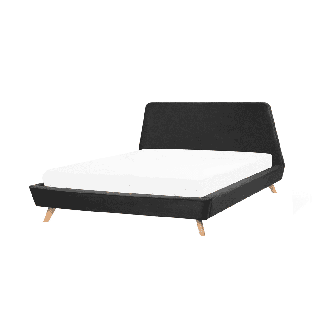 Beliani Čierna posteľ so zamatovým poťahom 160x200 cm VIENNE