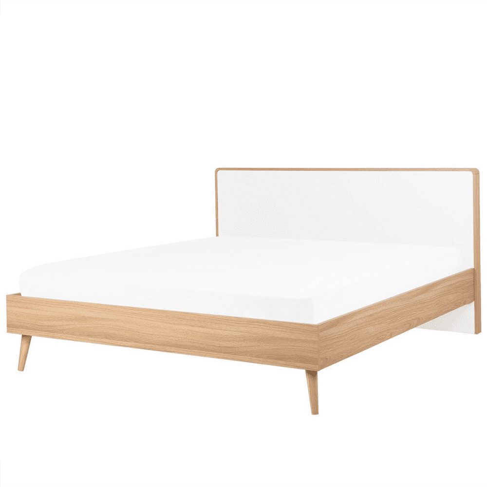 Beliani Drevená posteľ 160 x 200 cm svetlohnedá SERRIS