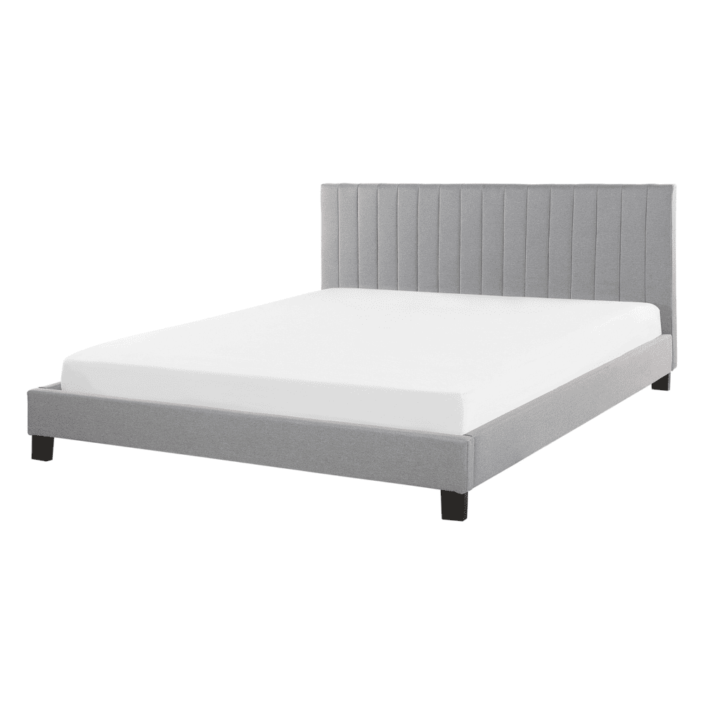 Beliani Čalúnená posteľ 140 x 200 cm svetlo sivá POITIERS