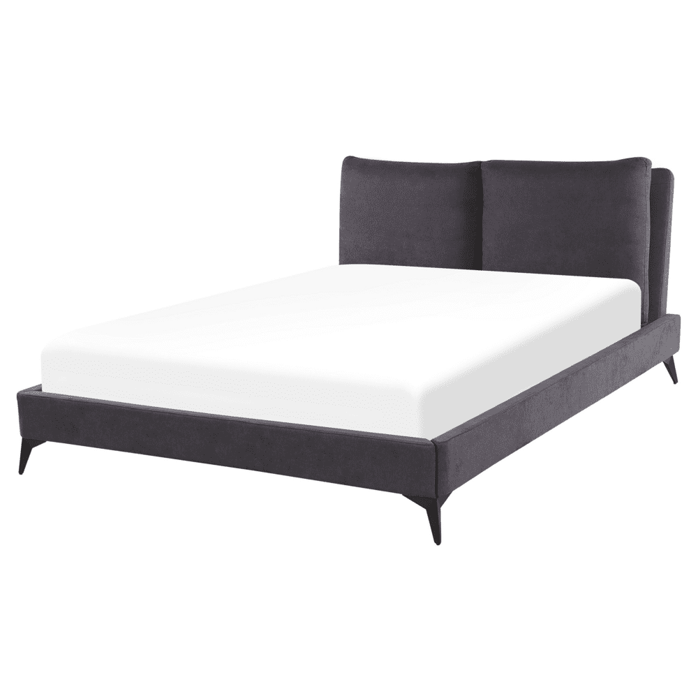 Beliani Zamatová posteľ 160 x 200 cm tmavosivá MELLE