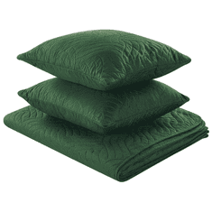 Beliani Súprava posteľnej prikrývky a vankúšov 200 x 220 cm zelená BABAK