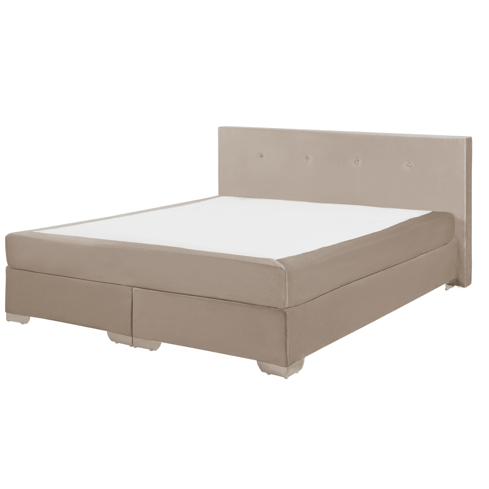 Beliani Zamatová kontinentálna posteľ 160 x 200 cm béžová CONSUL