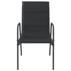 Vidaxl Záhradné stoličky 4 ks oceľ a textilén čierne