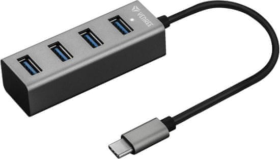 Yenkee USB hub YHB C430, 4x USB-A 3.0, čierna