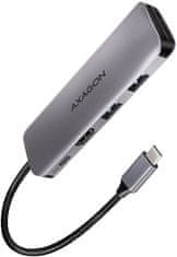 AXAGON multifunkční hub, USB 3.2 Gen 1,2x USB-A, HDMI, SD/microSD, PD 100W