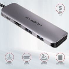 AXAGON multifunkční hub, USB 3.2 Gen 1,2x USB-A, HDMI, SD/microSD, PD 100W