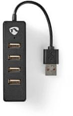 Nedis rozbočovat USB 2.0, 4x USB, čierna