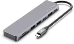 FIXED USB-C hliníkový hub 7v1, PD, 2x USB 3.0, HDMI, USB-C, čítačka SD kariet, šedá
