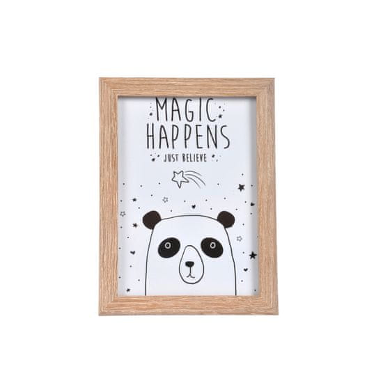 Homea Detský obrázok s rámikom panda Magic Happens 13 x 18 cm