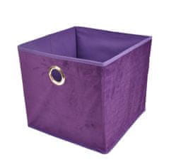 Homea Textilný úložný box zamatový fialový 31x31x28 cm