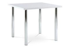 Autronic Jedálenský stôl 90x90 cm, chróm / vysoký lesk biely AT-1913B WT