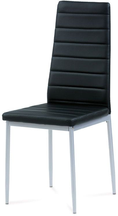 Autronic Jedálenská stolička koženka čierna / šedý lak DCL-117 BK
