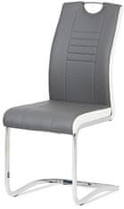 Autronic Jedálenská stolička chróm / koženka sivá s bielymi boky DCL-406 GREY