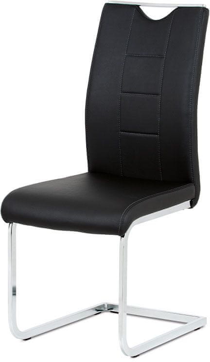 Autronic Jedálenská stolička čierna koženka / chróm DCL-411 BK