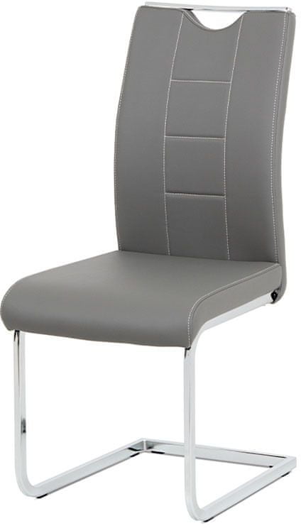 Autronic Jedálenská stolička sivá koženka / chróm DCL-411 GREY