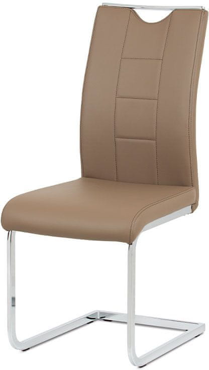 Autronic Jedálenská stolička latte koženka / chróm DCL-411 LAT