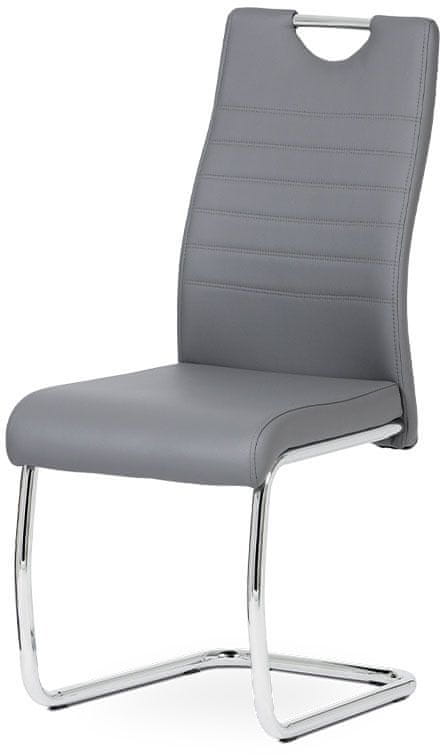 Autronic Jedálenská stolička koženka šedá / chróm DCL-418 GREY