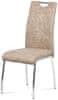 Jedálenská stolička, poťah krémová látka COWBOY v dekore vintage kože, biele prešitie, HC-486 CRM3