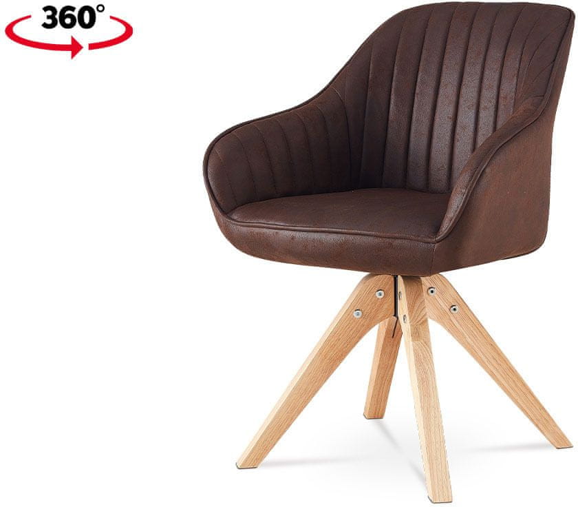 Autronic Jedálenský a konferenčná stolička, poťah hnedá látka v dekore brúsenej kože, nohy masi HC-772 BR3