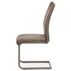 Autronic Jedálenská stolička, hľuzovková látka v dekore vintage kože, biele prešitie, kov-hľuzovka.lak DCL-412 LAN3
