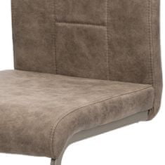 Autronic Jedálenská stolička, hľuzovková látka v dekore vintage kože, biele prešitie, kov-hľuzovka.lak DCL-412 LAN3